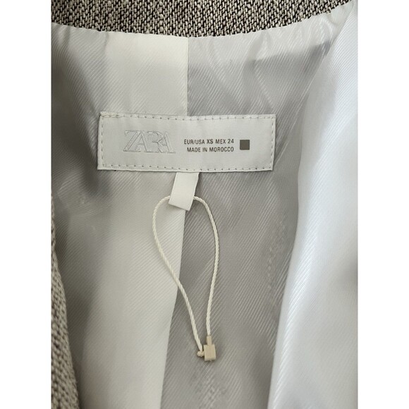 ZARA Textured Blazer Tan Size XS EUC - Picture 5 of 8